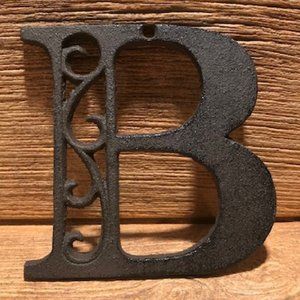 Cast Iron Letter "B" 4 5/8"tall Ornate Raw Cast Iron Ready to Paint 0184-0557-B